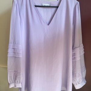 CALVIN KLEIN Women's V-Neck Lavender Blouse